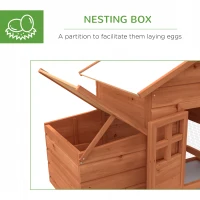 PawHut Wooden Chicken Coop with Run, Nesting Box, Slide-out Tray, Ramp, Perches, Asphalt Roof, 179 x 67 x 115cm(m-6)