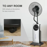 HOMCOM 16" Pedestal Fan with Water Mist Spray, Humidifying Misting Fan, Standing Fan with 3 Speeds, 3.1L Water Tank, Timer and Electric Mosquito Killer Jack, Black(m-4)