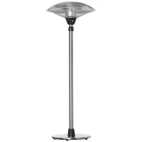 Outsunny 3KW Electric Patio Heater with 3 Heat Settings, Freestanding Infrared Outdoor Heater with Adjustable Height and 5M Extra Long Power Lead, Aluminium Alloy, Silver(m-11)