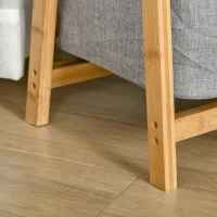 HOMCOM Scaffale Salvaspazio a 3 Ripiani in Bambù, Mobiletto Bagno Pieghevole con 2 Cassetti in Tessuto Grigio, 44.5x33x108cm(m-8)