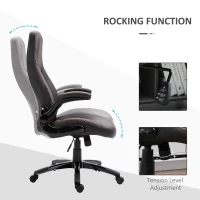 Vinsetto Computer Gaming Chair, PU Leather Office Chair, Swivel Desk Chair with Adjustable Arms and Height, Padded Armrest and Seat, Rolling Wheels, Coffee(m-7)