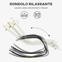 Outsunny Set da 2 Sdraio a Dondolo con Poggiatesta e Braccioli, 67x144x87 cm, Grigio e Beige(m-4)