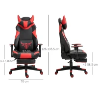 Vinsetto High-Back Gaming Chair Swivel Home Office Computer Racing Gamer Desk Chair Faux Leather with Footrest, Wheels, Black Red(m-3)