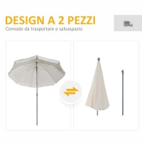 Outsunny Ombrellone da Esterno 2x2.3 m Portatile con Tettuccio Inclinabile, in Metallo e Poliestere, Crema(m-5)