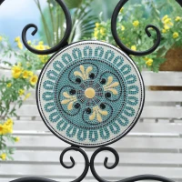 Outsunny Set da Giardino 3 Pezzi con Mosaico, Tavolino e 2 Sedie Pieghevoli, Verde(m-9)