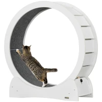 PawHut 30" Wooden Cat Running Wheel with Brake, White(m-1)