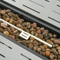 Outsunny Propane Gas Fire Pit Table, 50000BTU Smokeless Firepit Outdoor Patio Heater with Protective Cover, Lava Rocks and Lid, 107cm x 51cm x 63cm, Silver Grey(m-8)