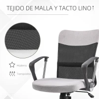 Vinsetto Silla de Oficina Ergonómica Silla de Escritorio Basculante y Giratoria con Altura Ajustable del Asiento Reposabrazos y Ruedas 60x66x91-101 cm Gris(m-7)