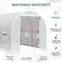 Outsunny Serra da Giardino a Tunnel 4x2x2m con Struttura in Acciaio e Telo in Polietilene Bianco(m-5)