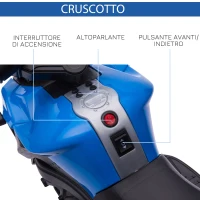 HOMCOM Moto Elettrica per Bambini 18-48 Mesi con Fari e Clacson, in PP e Metallo, 88.5x42.5x49 cm, Blu(m-4)