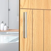 kleankin Armario de Baño con Espejo Mueble Colgante de Aseo con 2 Puertas y 2 Estantes Ajustables Interiores 54x15,2x55,3 cm Natural(m-8)