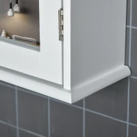 kleankin Mobiletto Bagno Pensile con Specchio e Anta a Chiusura Magnetica, 41x14x60cm - Bianco(m-8)