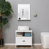 kleankin Miroir de salle de bain mural moderne avec étagère de rangement 50 x 11,5 x 60 cm - blanc(m-6)