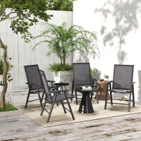 Outsunny Set of Four Folding Garden Chairs - Charcoal Grey(m-7)