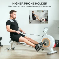 SPORTNOW Rowing Machine, 16-Level Magnetic Rower Machine with LCD Monitor and Phone Holder, White(m-6)