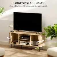 HOMCOM TV Stand Cabinet for TVs up to 55 Inches, TV Unit with Storage Shelves and Cupboard for Living Room, Oak Tone(m-5)