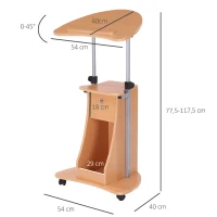 HOMCOM Table ordinateur portable bureau support ordinateur portable plateau conférence station de travail réglable bois clair(m-3)