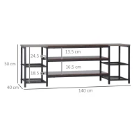 HOMCOM TV Unit Cabinet for TVs up to 60 Inches, Industrial TV Stand with Storage Shelves for Living Room, Brown and Grey(m-3)