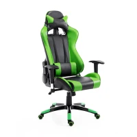 HOMCOM Sedia Gaming Professionale con Altezza Regolabile, Sedia da Ufficio Girevole e Reclinabile, con Sostegno Lombare e Collo, 67x67x123-132 cm, Nera e Verde(m-10)