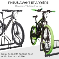 HOMCOM Râtelier pour 4 vélos 100 x 33 x 27 cm Fixations au Sol Acier Galvanisé Noir(m-6)