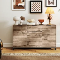 HOMCOM Credenza Buffet in stile Industriale con Cassetto e 3 Armadietti, in Legno Marrone, 120x36.5x70 cm(m-2)