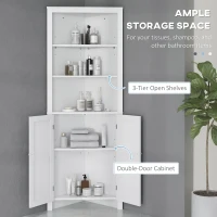 kleankin Triangle Bathroom Cabinet, Corner Bathroom Storage Unit with Cupboard and 3-Tier Shelves, Free Standing, White(m-5)