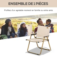 Outsunny Chaise de camping chaise de pêche pliante avec accoudoirs tissu Oxford et structure acier 54 x 59 x 78 cm Kaki(m-4)