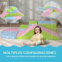 HOMCOM Juego de 6 Bloques de Construcción Figuras de Construcción Juguete para Aprendizaje para Escalar y Gatear Multicolor(m-6)