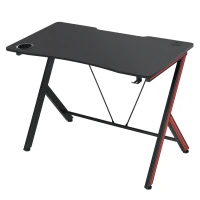 HOMCOM 120cm Computer Gaming Desk, Home Office Gamer Table Workstation with Cup Holder and Headphone Hook(m-1)