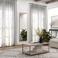 HOMCOM Grand miroir pleine longueur rectangulaire, 50 x 160 cm, miroir sur pied, mural ou pocé contre mur, doré(m-7)