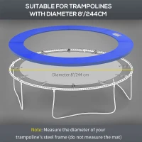 HOMCOM Φ244cm Trampoline Pad Pads Replacement Trampoline Accessories Safety Surround Pads Padding - 8ft Blue(m-5)