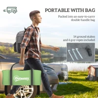 Outsunny Four Man Duo Room Tunnel Tent, with Accessories - Green(m-7)