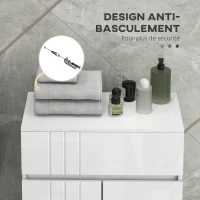 kleankin Meuble de rangement pour salle de bain sur pied placard 2 portes 1 tiroir, étagère régable, blanc laqué(m-7)