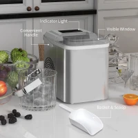 HOMCOM 12kg Compact Ice Machine, with Ice Scoop(m-5)