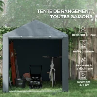 Outsunny Abri de jardin tente de stockage portable abri de vélo garage pour extérieur avec cadre en acier galvanisé grande porte(m-4)