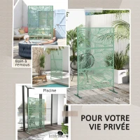Outsunny Panneau brise vue décoratif paravent extérieur vert à motif végétal en métal - 122 x 45 x 198 cm, vert(m-6)