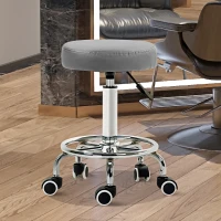 Vinsetto PU Leather Rolling Stool, Height Adjustable Stool Chair with Wheels for Salon, Massage, Spa, Grey(m-9)