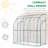 Outsunny Walk-In Greenhouse, Lean-to Small Greenhouse with Zipped Roll Up Doors, Tomato Greenhouse with Plastic Cover and Sloping Top for Flowers, Vegetables and Herbs, 214cm x 118cm x 212cm, Clear(m-5)