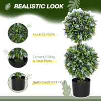 HOMCOM Set of 2 Decorative Artificial Plants Ball Trees with Lavender Flowers in Pot Fake Plants for Home Indoor Outdoor Decor, 70cm, Blue(m-4)