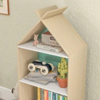 AIYAPLAY Bibliothèque enfant 3 étagères 1 tiroir style scandinave meuble de rangement forme de maison 50l x 30P x 119,5H cm, vert(m-8)