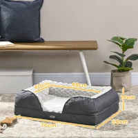 PawHut Calming Dog Bed Pet Mattress w/ Removable Cover, Anti-Slip Bottom, for Small Dogs, 70L x 50W x 18Hcm - Charcoal Grey(m-3)
