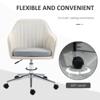 Vinsetto Home Office Chair Comfortable Computer Desk Chair Swivel Task Chair with Golden Base, Vanity Chair for Teens Adults Bedroom, Beige(m-5)