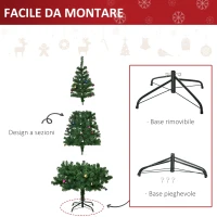HOMCOM 180cm Albero di Natale Artificiale con 624 Rami in PVC Ignifughi, Albero di Natale Realistico con Decorazioni e Rami Folti, Verde(m-5)