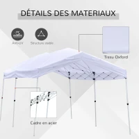 Outsunny Tonnelle barnum de jardin pop-up pliant 6L x 3l x 2,91H m hauteur réglable sac inclus acier époxy oxford haute densité 300D blanc(m-4)