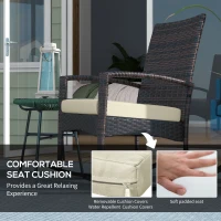 Outsunny Outdoor PE Rattan Rocking Chair Set of 2, Garden Rocking Chair Set with Armrest and Cushion, Brown(m-5)