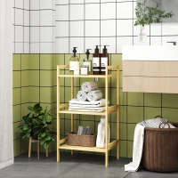 HOMCOM Three-Tier Bamboo Adjustable Shelf Storage Unit(m-10)