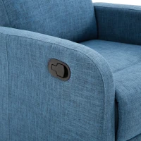 HOMCOM Poltrona Relax Reclinabile Manuale con Poggiapiedi Portata 125kg Tessuto di Lino 67 × 83 × 107cm Blu(m-8)