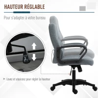 Vinsetto Chaise de bureau fauteuil bureau massant pivotant hauteur réglable tissu lin gris(m-5)