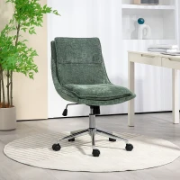 HOMCOM Fauteuil chaise de bureau en tissu, hauteur réglable, pivotant avec 5 roulettes, vert(m-2)