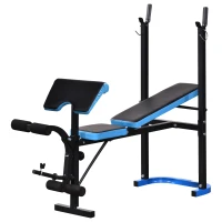 HOMCOM Adjustable Weight Bench with Leg Developer Barbell Rack for Lifting and Strength Training Multifunctional Workout Station for Home Gym Fitness, Black(m-12)